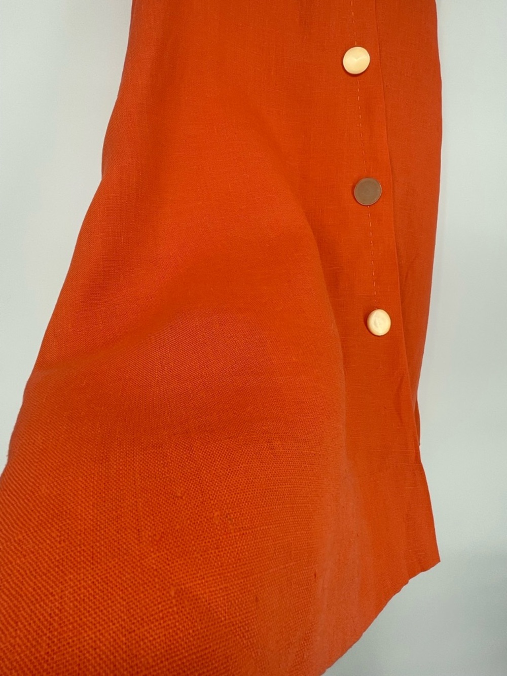 Vintage 60s Mod Vibrant Orange Asymmetrical Button Front A-line Retro Dress - Picture 5 of 12
